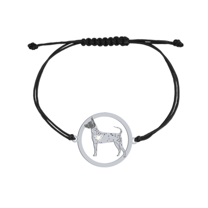 Bransoletka z psem rasy Amerykański Terier Bezwłosy srebro sznurek GRAWER GRATIS - MEJK Jewellery