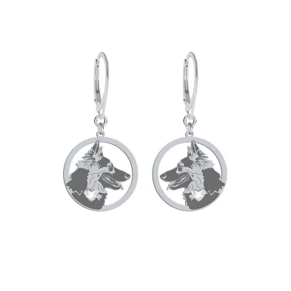 Silver Chodský pes earrings with a heart, FREE ENGRAVING - MEJK Jewellery