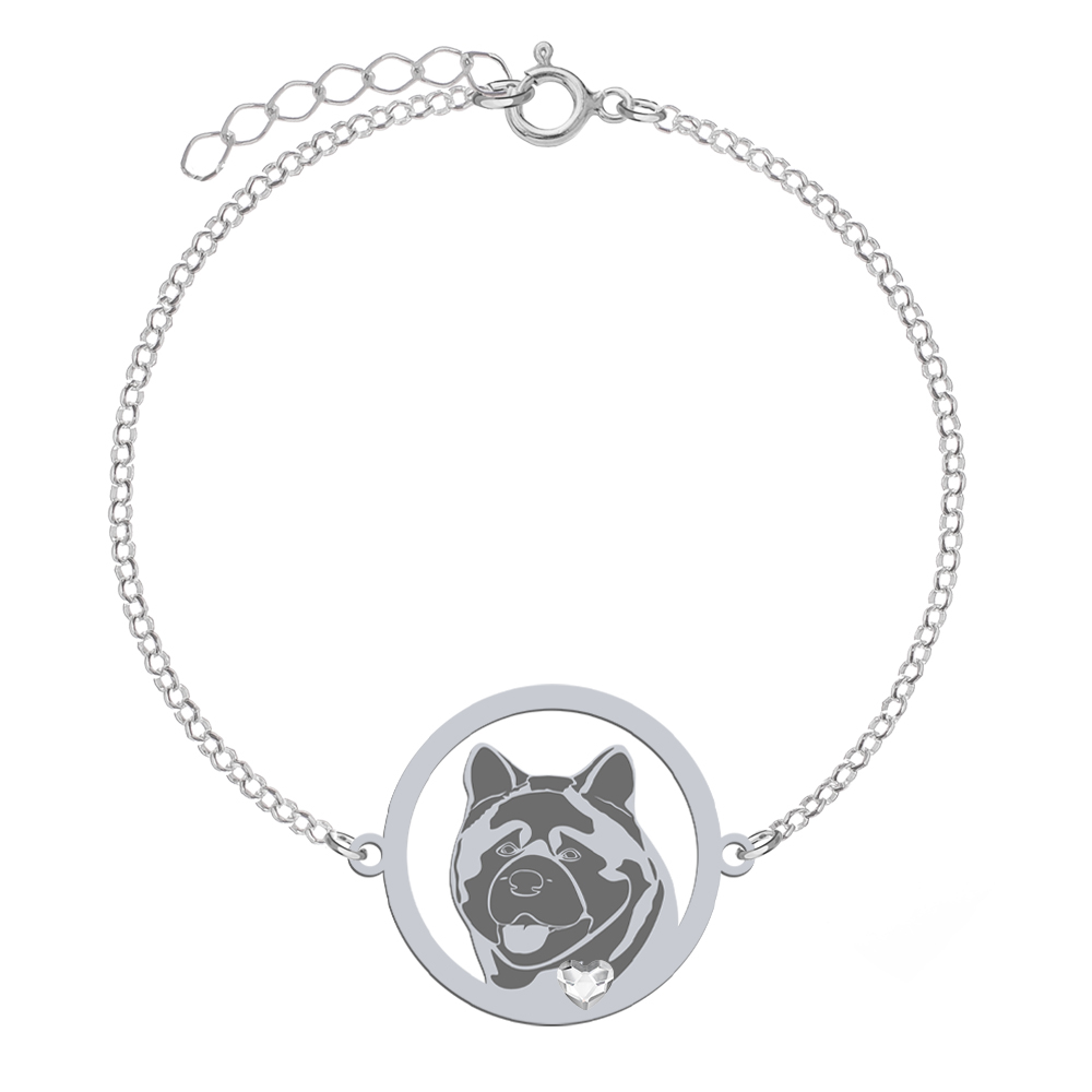Bransoletka z psem American Akita srebro GRAWER GRATIS - MEJK Jewellery