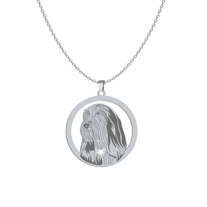 Silver Bearded Collie engraved necklace - MEJK Jewellery
