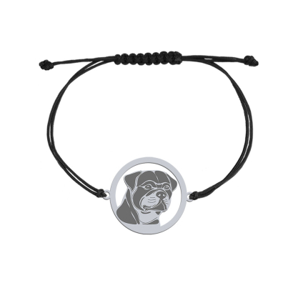 Bransoletka Rottweiler srebro  pozłacane sznurek GRAWER GRATIS - MEJK Jewellery