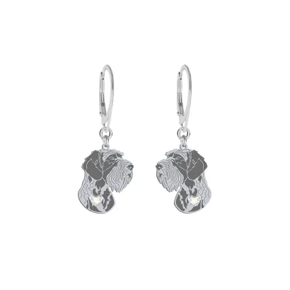Silver German Wirehaired Pointer engraved earrings - MEJK Jewellery