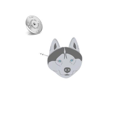 Silver Siberian Husky pin - MEJK Jewellery