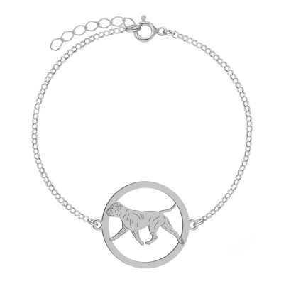 Bransoletka z psem Bulldog Kontynentalny srebro GRAWER GRATIS - MEJK Jewellery