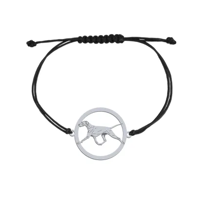 Silver Weimaraner engraved string bracelet - MEJK Jewellery