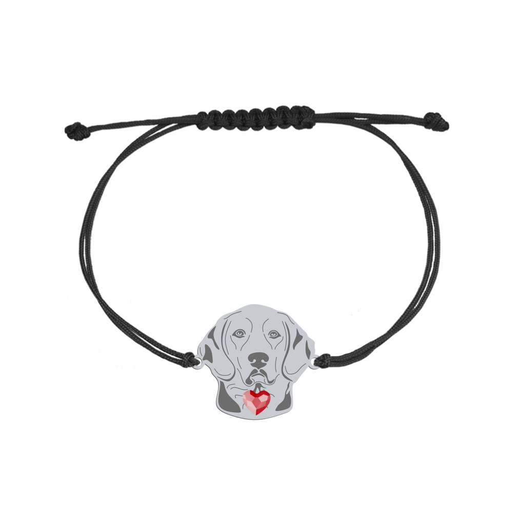 Silver Polish Hound string bracelet with a heart, FREE ENGRAVING - MEJK Jewellery