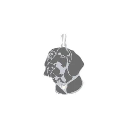 Silver Polish Hunting Dog engraved pendant with a heart - MEJK Jewellery