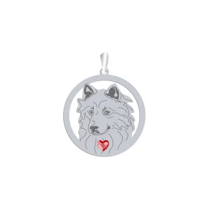 Silver Thai Bangkaew Dog engraved pendant with a heart - MEJK Jewellery