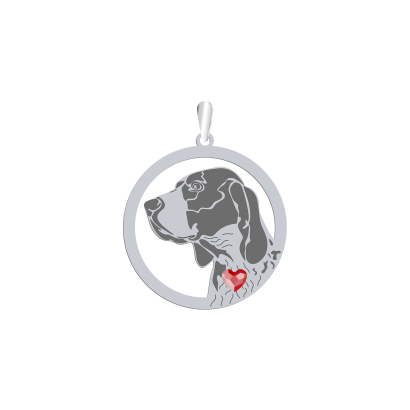 Silver Braque d'Auvergne engraved pendant with a heart - MEJK Jewellery