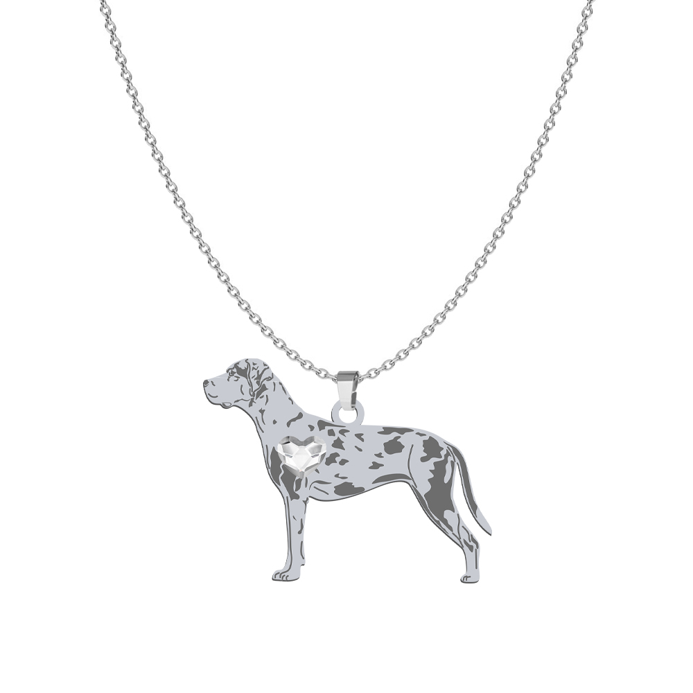 Silver Louisiana Catahoula necklace with a heart, FREE ENGRAVING - MEJK Jewellery