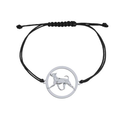 Bransoletka z psem Thai Ridgeback srebro sznurek GRAWER GRATIS - MEJK Jewellery