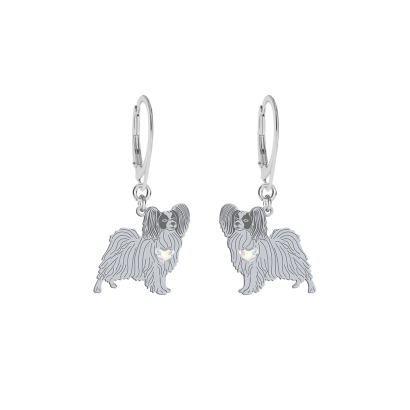 Kolczyki z psem Papillon srebro GRAWER GRATIS - MEJK Jewellery