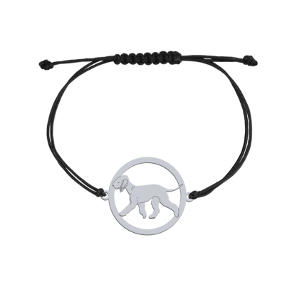 Bransoletka z psem Bedlington Terrier srebro sznurek - MEJK Jewellery