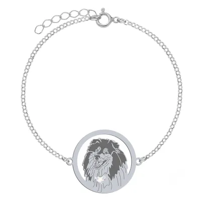 Silver Collie bracelet with a heart, FREE ENGRAVING - MEJK Jewellery
