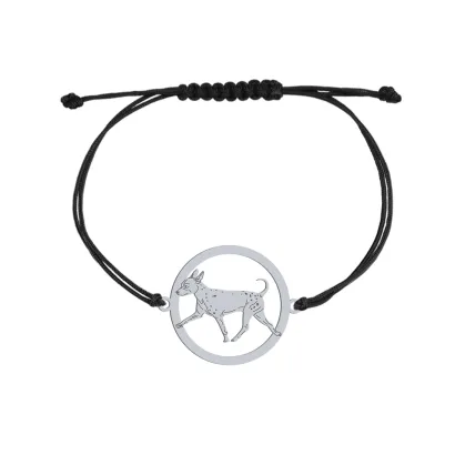 Silver American Hairless Terrier engraved string bracelet - MEJK Jewellery