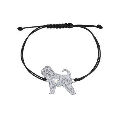Bransoletka z psem Irish Soft-coated Wheaten Terrier srebro sznurek GRAWER GRATIS - MEJK Jewellery