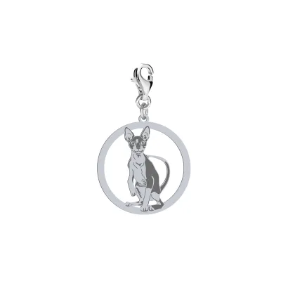 Silver Cornish Rex Cat charms, FREE ENGRAVING - MEJK Jewellery
