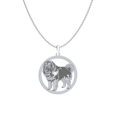 Silver Caucasian Shepherd Dog necklace with a heart, FREE ENGRAVING - MEJK Jewellery