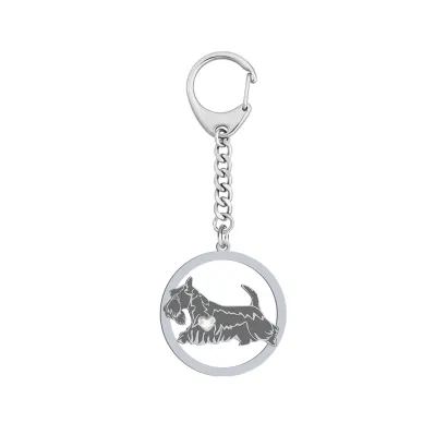 Silver Scottish Terrier engraved keyring - MEJK Jewellery