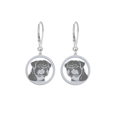 Kolczyki Rottweiler srebro  pozłacane GRAWER GRATIS - MEJK Jewellery