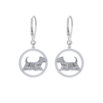 Silver Australian Silky Terrier engraved earrings - MEJK Jewellery