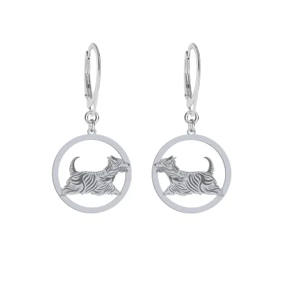 Silver Australian Silky Terrier engraved earrings - MEJK Jewellery