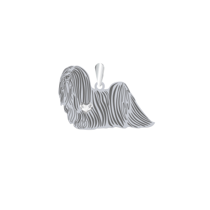 Silver Lhasa Apso pendant with a heart, FREE ENGRAVING - MEJK Jewellery