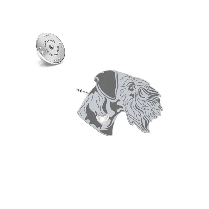 Silver Cesky Terrier pin with a heart - MEJK Jewellery