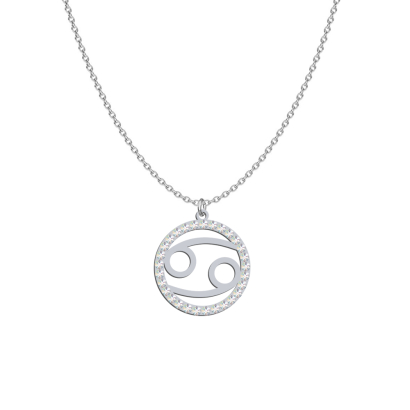  Cancer Zodiac Sign necklace - rhodium-plated or gold-plated silver