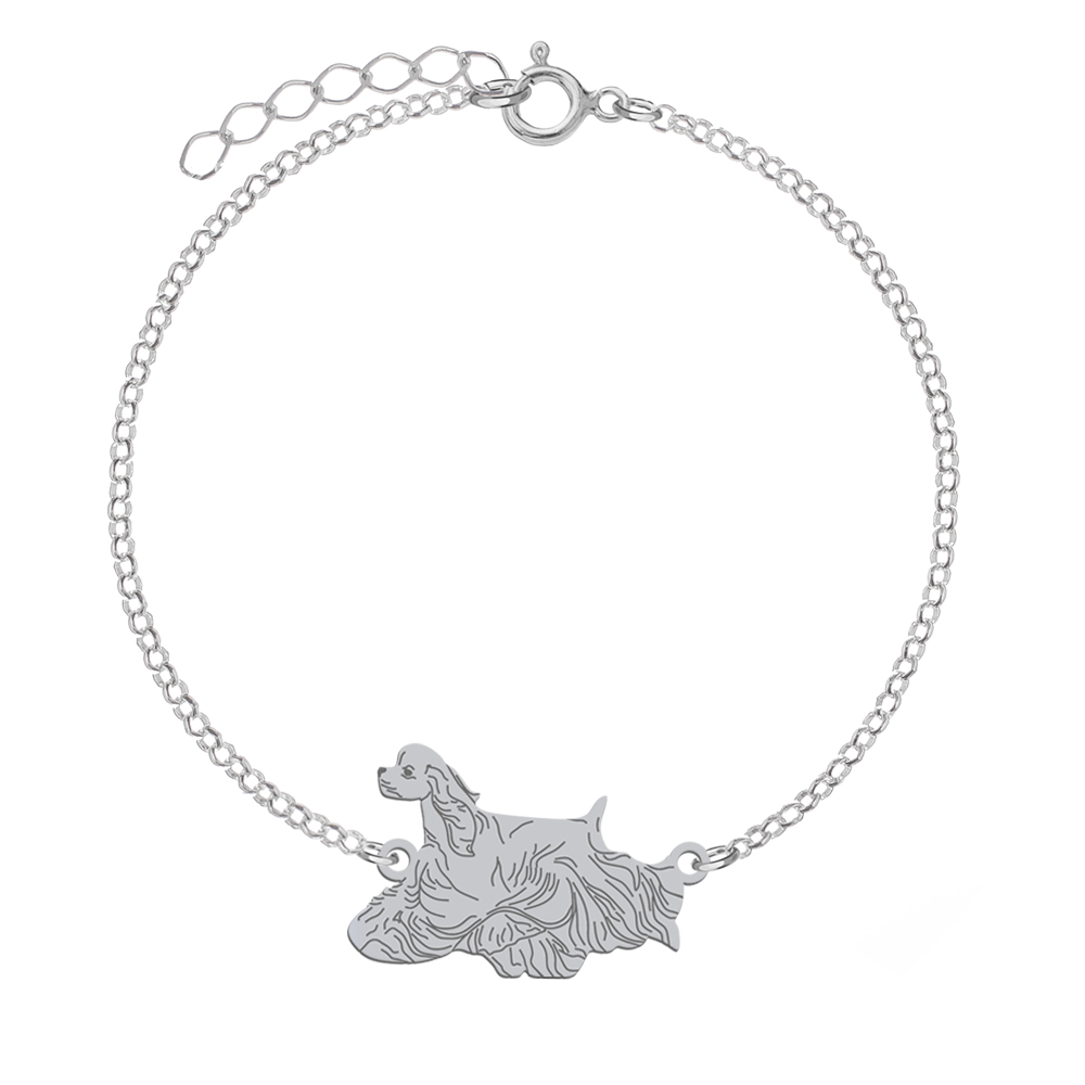 Silver American Cocker Spaniel bracelet, FREE ENGRAVING - MEJK Jewellery