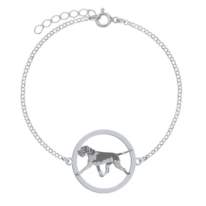 Silver German Wirehaired Pointer engraved bracelet - MEJK Jewellery