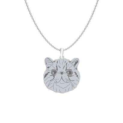 Silver Exotic Shorthair Cat necklace, FREE ENGRAVING - MEJK Jewellery