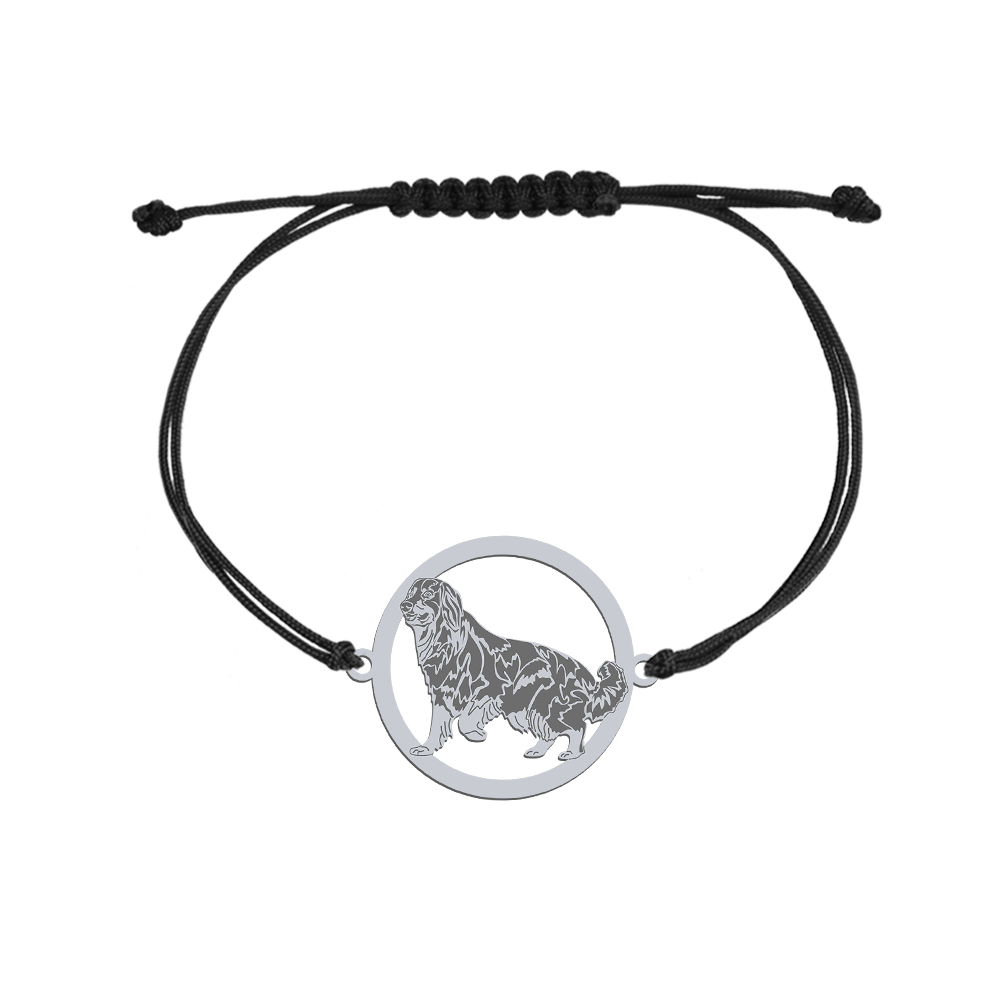 Bransoletka z psem Hovawart srebro sznurek GRAWER GRATIS - MEJK Jewellery