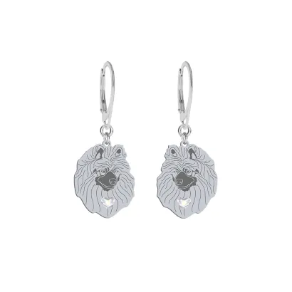 Silver Wolf Spitz  engraved earrings - MEJK Jewellery