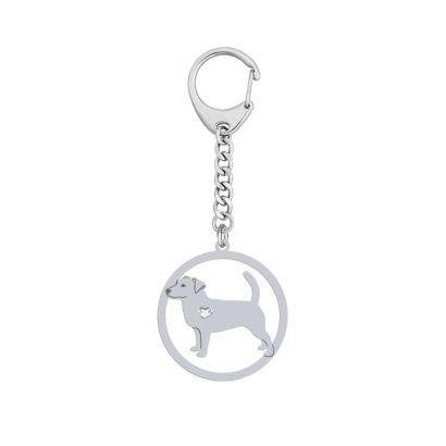 Silver Jack Russell Terrier engraved keyring - MEJK Jewellery