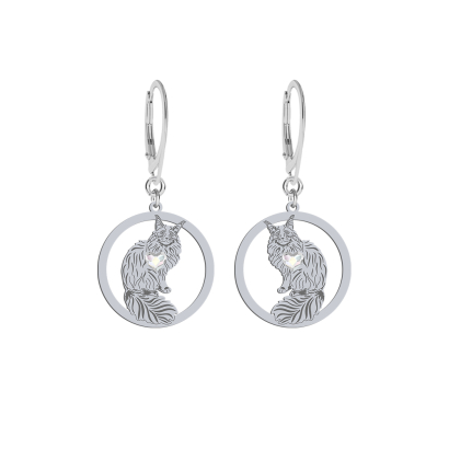 Silver Maine Coon Cat earrings, FREE ENGRAVING - MEJK Jewellery