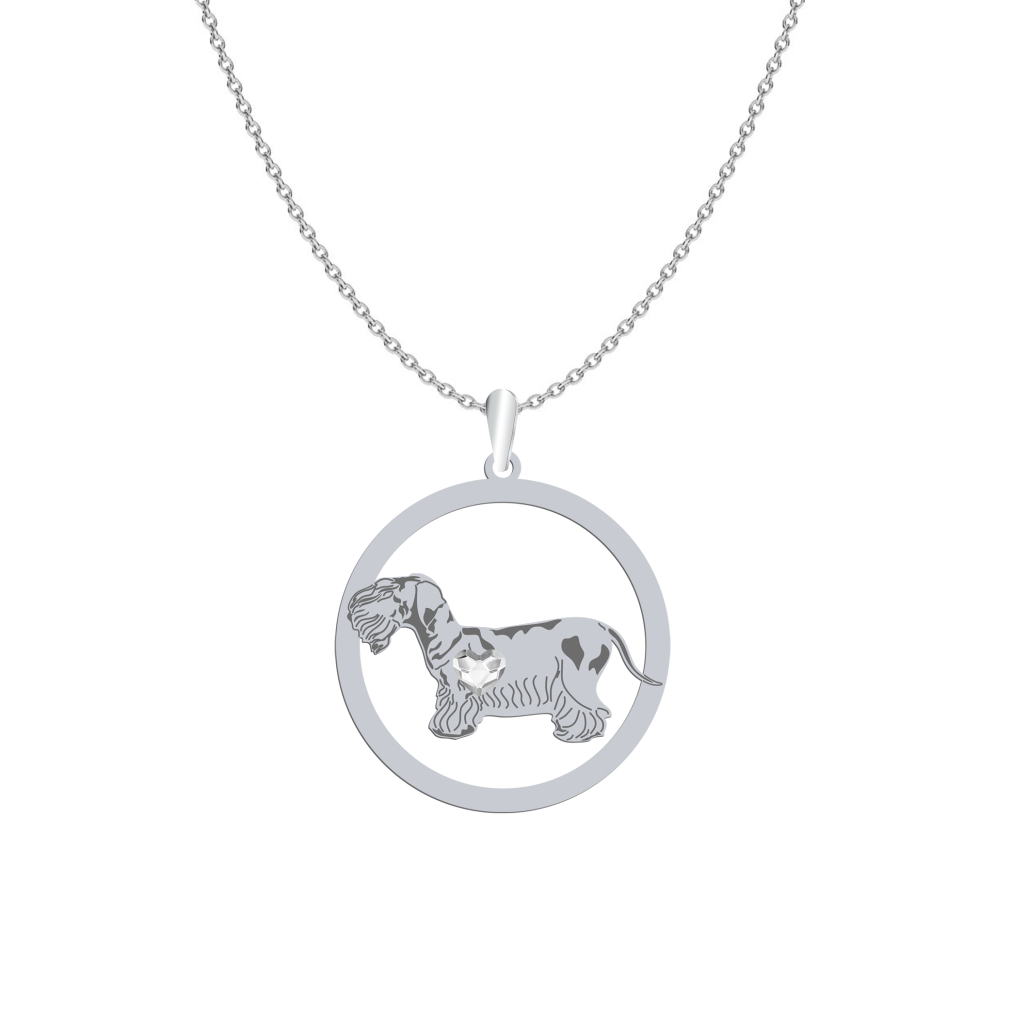 Silver Cesky Terrier engraved necklace with a heart - MEJK Jewellery