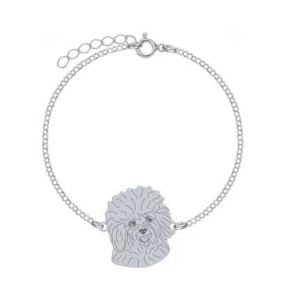 Silver Bichon Bolognese Dog engraved bracelet - MEJK Jewellery