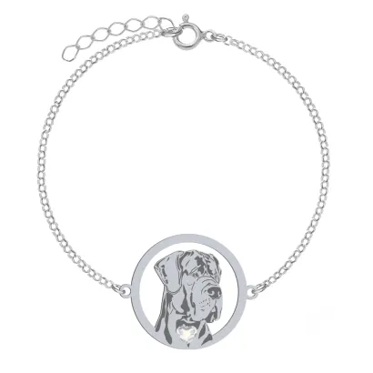 Silver Great Dane bracelet, FREE ENGRAVING - MEJK Jewellery