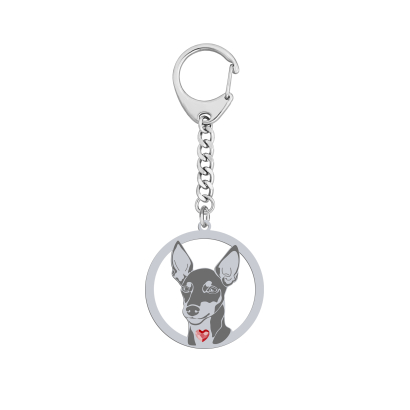 Silver English Toy Terrier engraved keyring - MEJK Jewellery