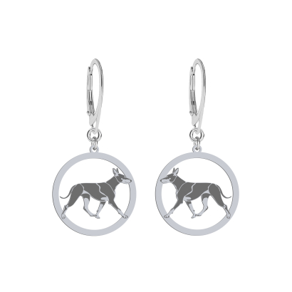 Silver English Toy Terrier engraved earrings - MEJK Jewellery