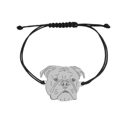 Silver Continental Bulldog string bracelet, FREE ENGRAVING -MEJK Jewellery