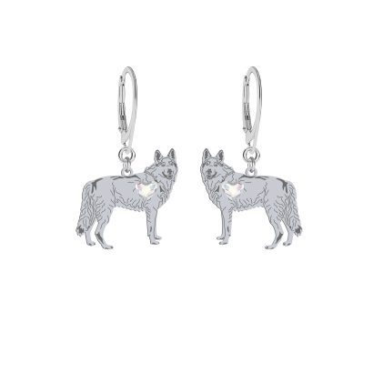 Silver Czechoslovakian Wolfdog  engraved earrings - MEJK Jewellery