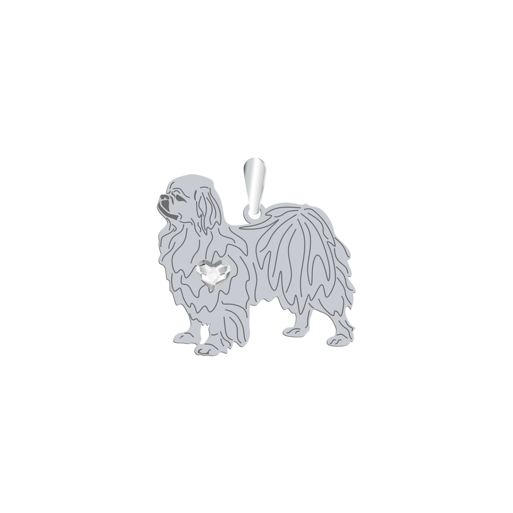 Zawieszka z psem grawer Tibetan Spaniel srebro platynowane - MEJK Jewellery