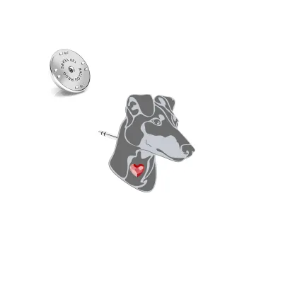 Silver Manchester terrier pin with a heart - MEJK Jewellery