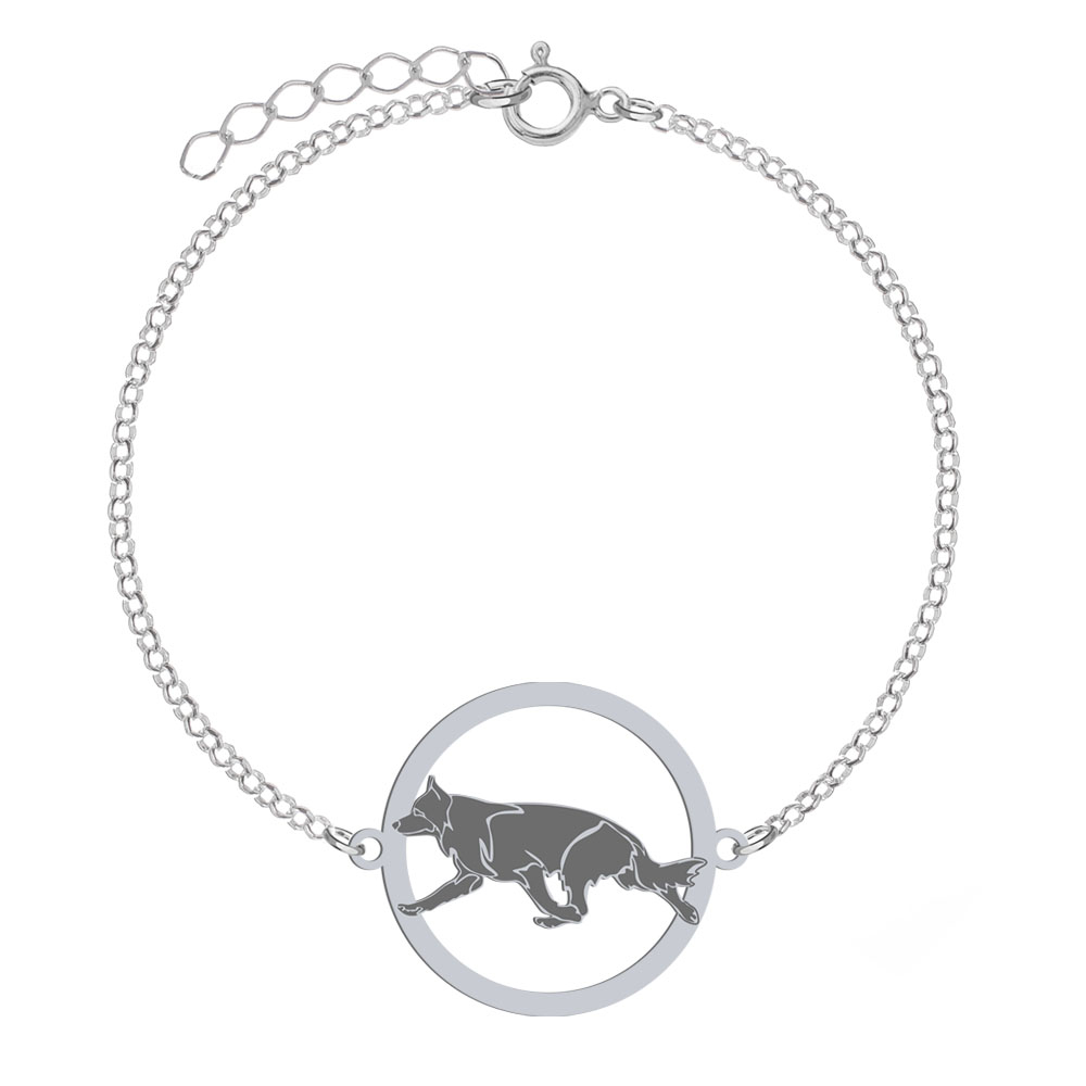 Silver Black German Shepherd bracelet, FREE ENGRAVING - MEJK Jewellery