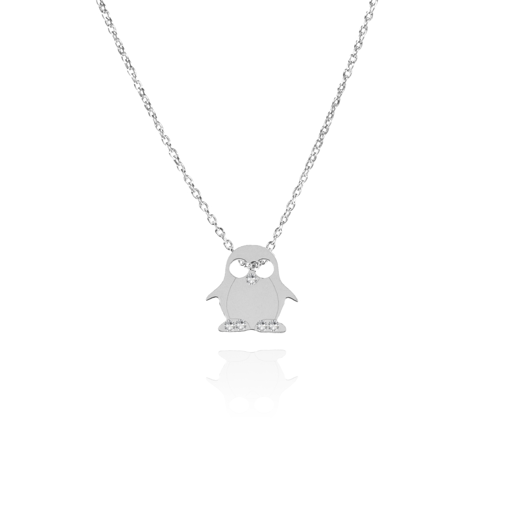 Naszyjnik PINGWIN  biżuteria dziecięca srebro 