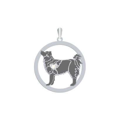 Silver Swedish Lapphund engraved pendant with a heart - MEJK Jewellery
