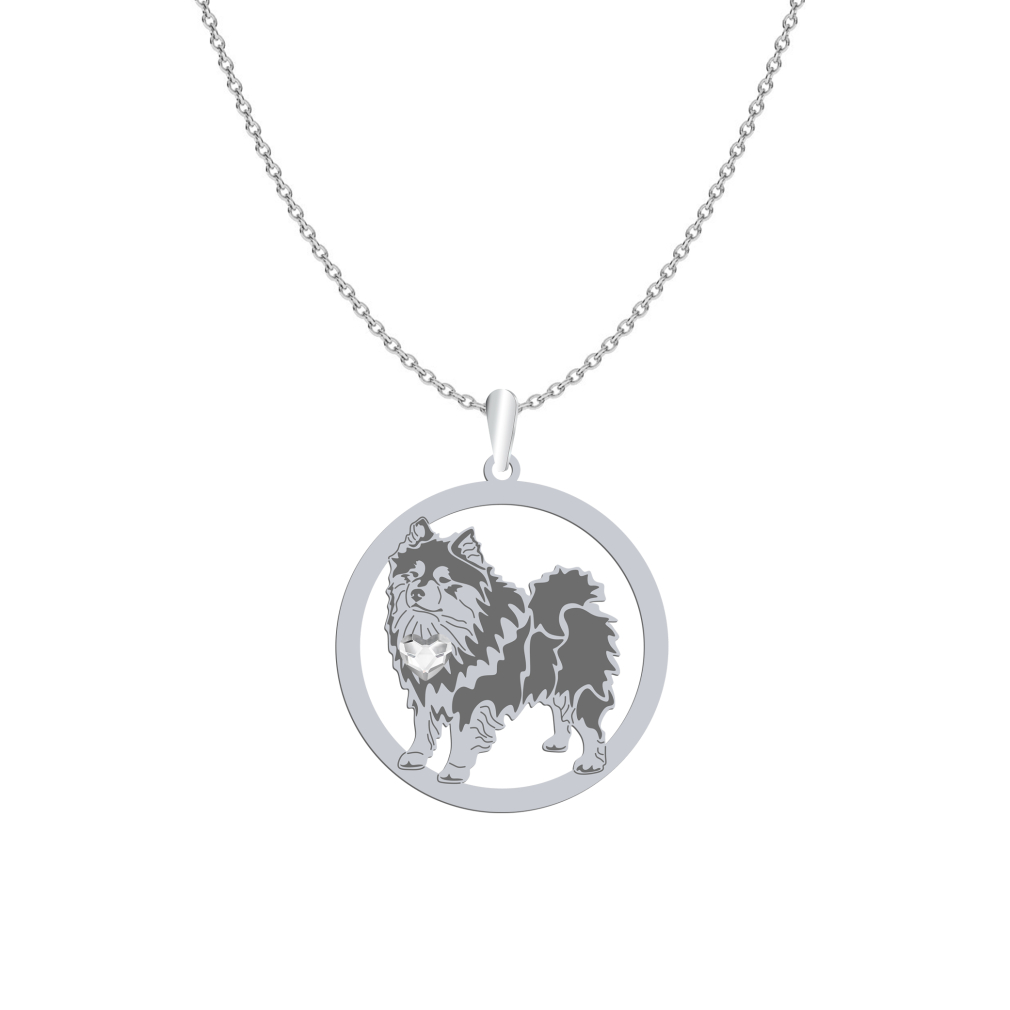 Silver Finnish Lapphund engraved necklace with a heart - MEJK Jewellery