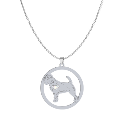Silver Belgian Griffon engraved necklace - MEJK Jewellery